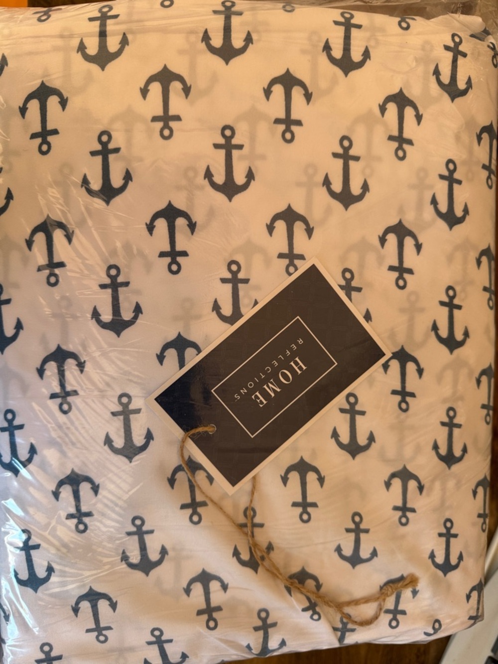 Home Reflections Navy Anchor Sheet Set - Navy and White Nautical Bedding